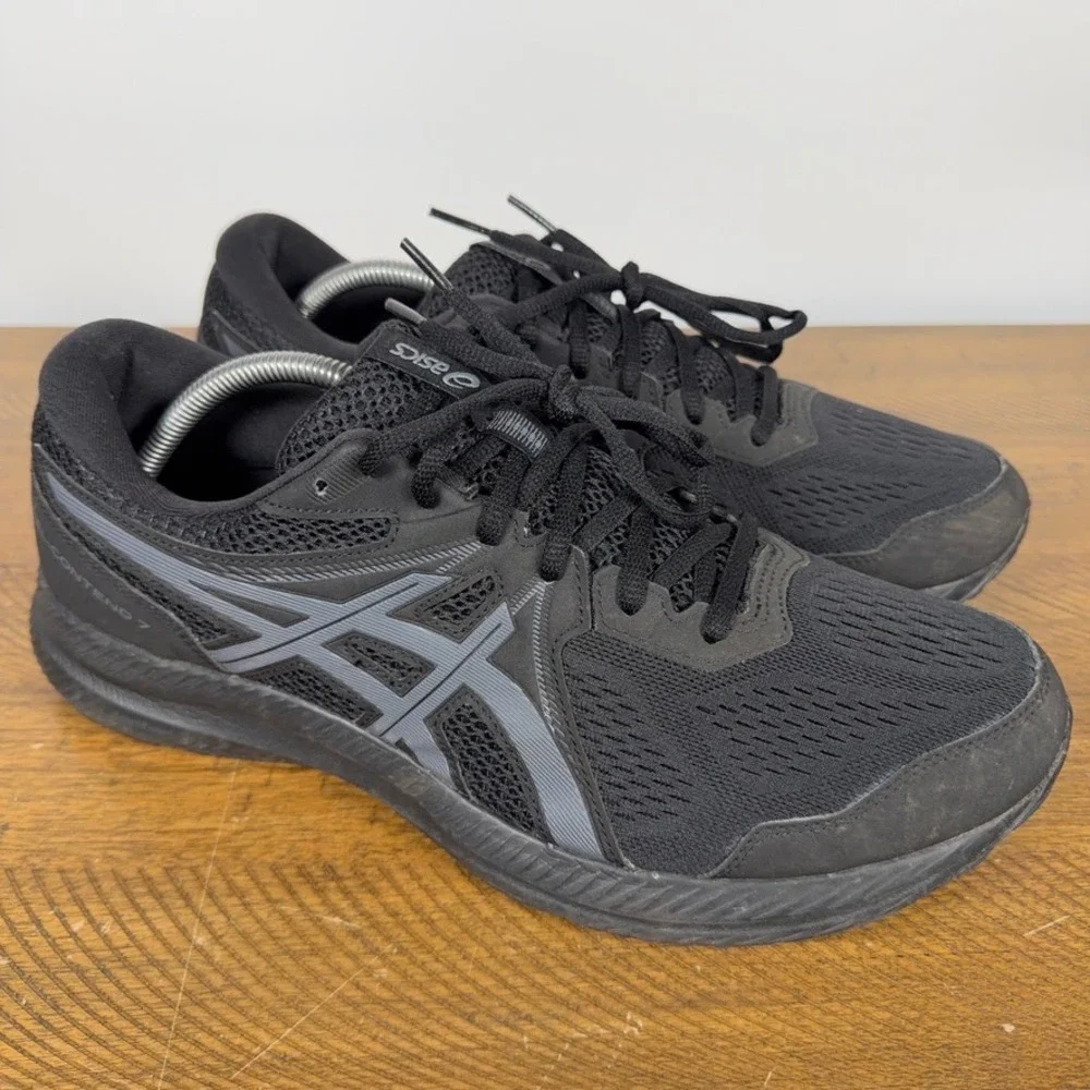 Asics Running Shoes Mens 12 Black Gel-Contend 7 Athletic Mesh Sneakers Gym